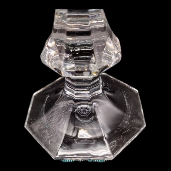 Vintage Hand Blown Lead Glass Taper Candle Holder Set Elegant 7.5" Pair Unmarked - Picture 5 of 12